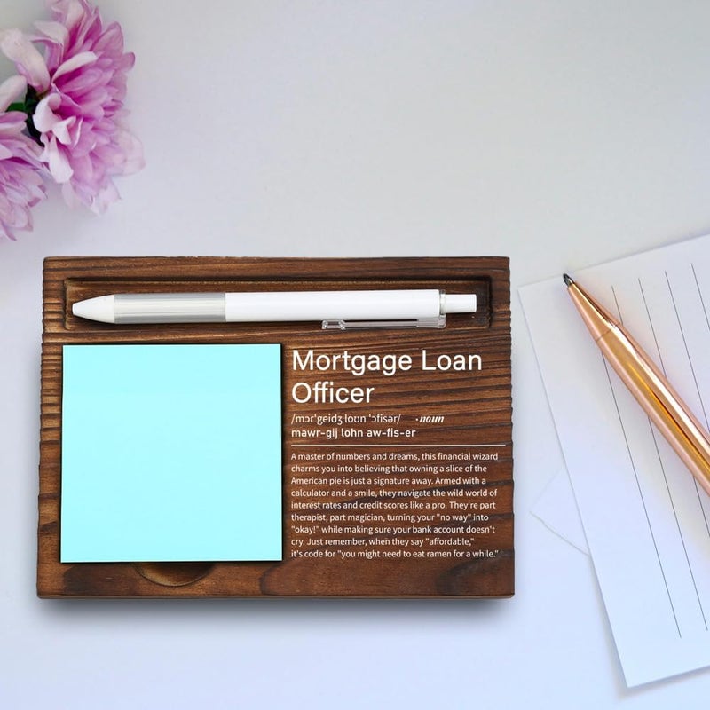 VYNWPDFLI Mortgage Loan Officer Gift, Finance-Themed Desk Organizer, Engraved Motivational Quote for Bankers & Brokers, Wooden Sticky Note Holder,LQQ45 - Image 4